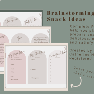 preview image of worksheets for planning snacks that include protein and fiber